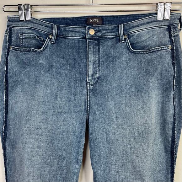 NYDJ Fiona Slim Ankle Crop Flare Tummy Tuck Shadow Stripe Jeans Womens 20W 20 W - Picture 3 of 16